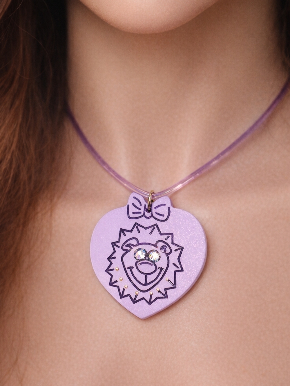 Leo (Lion) July 23–August 22 Purple Zodiac Pendant Rubber Cord Necklace